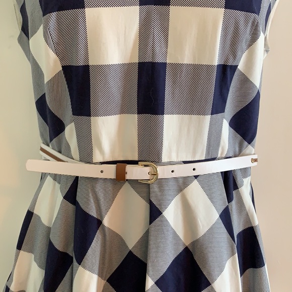 Fit and Flare Gingham Dress with Belt - Picture 6 of 7